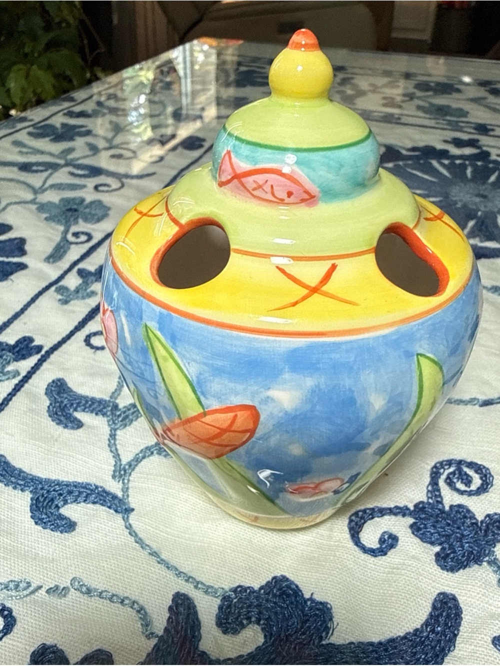 Pamela Ferrari Neiman Marcus Toothbrush Holder Porcelain Whimsical Ocean Fish - Picture 3 of 9